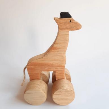 wooden giraffe wheels