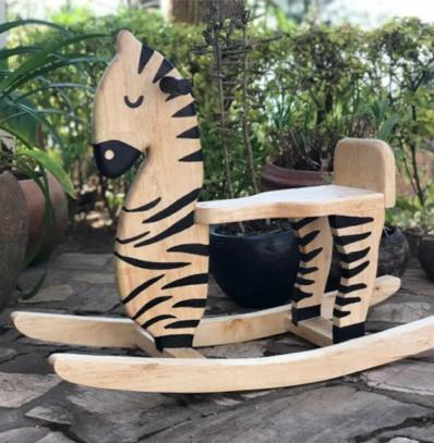 wooden rocking zebra
